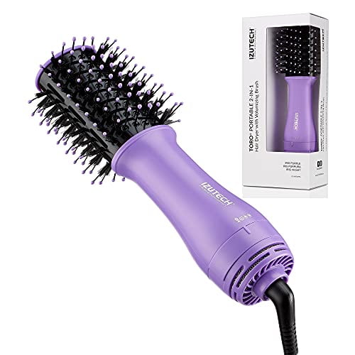 Izutech TORO Séchoir à Cheveux Portable 2-en-1 avec Brosse Volumisante (Violet)