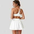 thumbnail image 5 of Women's High Waist Pleated Mini Skirt with Wide Waistband and Side Pockets - Large, White, 5 of 7