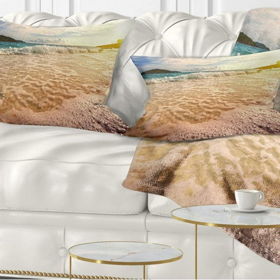 Designart 12" x 20" Blue Polyester Throw Pillow