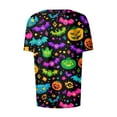 thumbnail image 3 of MLQIDK Womens Halloween Scrub Jacket Short Sleeve Pumpkin Ghost Bat Printed Scrub Top Button up Clearance Plus Size Scrubs Sets Nursing Working Uniforms Green S, 3 of 5