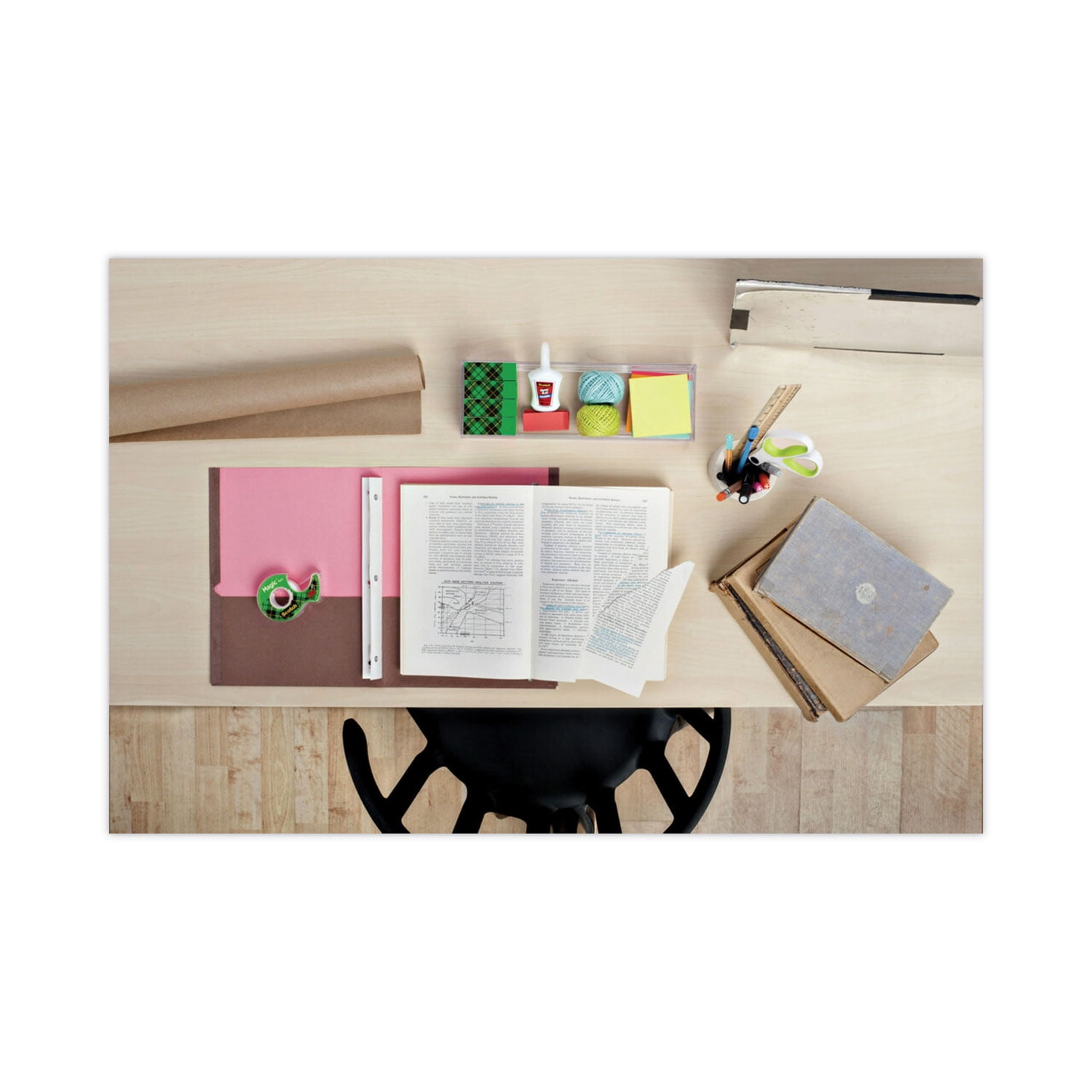 Clip Dispenser Value Pack With 12 Rolls Of Tape, 1" Core, Plastic, Charcoal | Bundle of 5 Packs