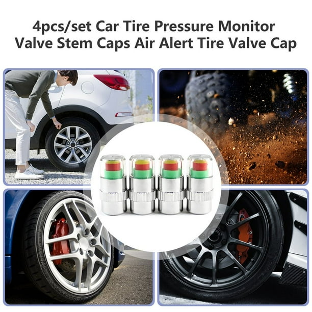 YSX 4pcs set Car Tire Pressure Monitor Valve Stem Caps Air Alert