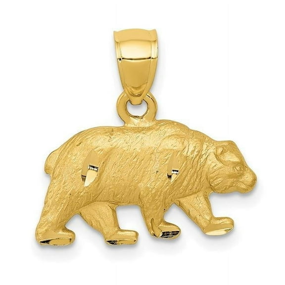 Finest Gold 14K Yellow Gold Diamond-Cut Bear Pendant