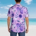 thumbnail image 6 of Balery Violet Print Men's Hawaiian Shirts Short Sleeve Beach Shirt Relaxed Fit Vacation Button Down Shirts-Large, 6 of 9