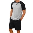 thumbnail image 4 of Purcolt Mens 2 Piece Pajama Sets Summer Casual Crew Neck Short Sleeve with Shorts Loungewear Pjs Soft Comfy Sleepwear Matching Outfits Set, 4 of 5