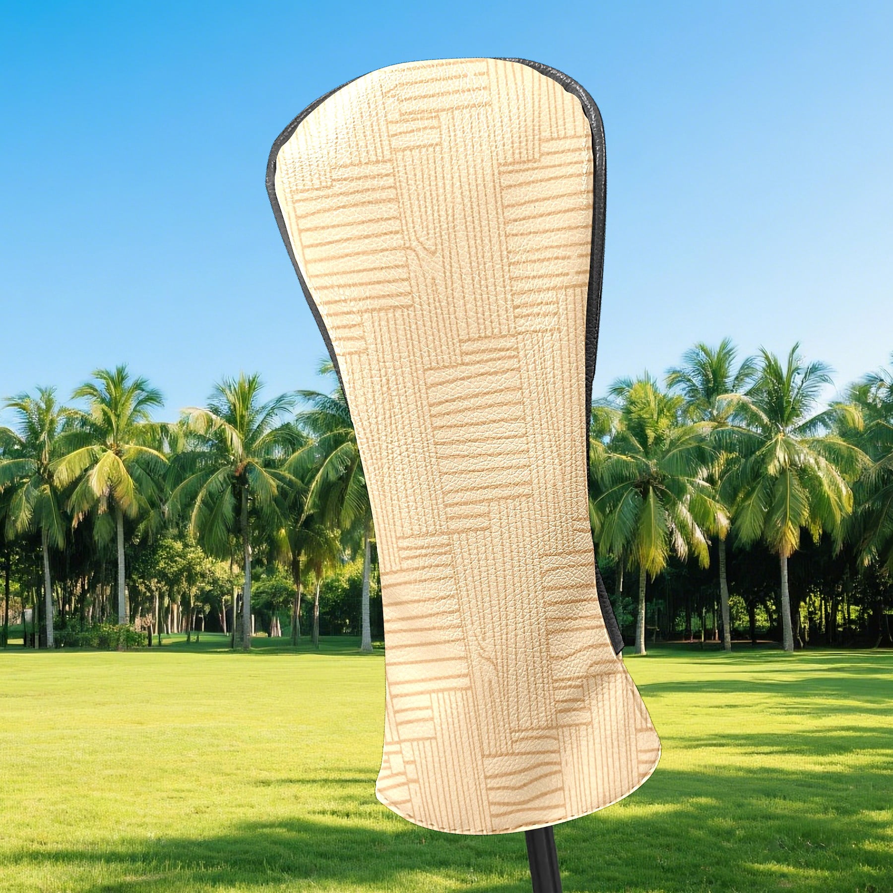 Golf Club Head Cover Waterproof Leather Golf Accessories HeadCovers Set Driver Headcover for Women Men Wood Weave Pattern