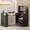 Black, variant on Manicure Table with LED Light, L-Shaped Glass Top Nail Tech Table w/2 Storage Shelves, Corner Nail Station w/3 Drawers & Wrist Cushion(White)