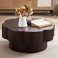 thumbnail image 2 of 31.50"Modern Flower Shaped Coffee Table, Plum Blossom Shaped Coffee Table with Storage – Natural Wood Veneer, for LivingRoom, Apartment, Office, Easy Assembly, Dark Brown, 2 of 11
