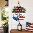 thumbnail image 4 of God Bless America Patriotic Door Hanger, 14 Inch Wooden Round Front Door Sign with American Flag Bow & Faux Greenery, Red White Blue 4th of July Independence Day Memorial Day Porch Wall Decor, 4 of 8