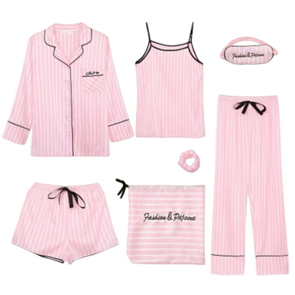 Pajamas For Women Set 7 Piece Set Sleepwear Loungewear Nightwear Nightclothes Homewear
