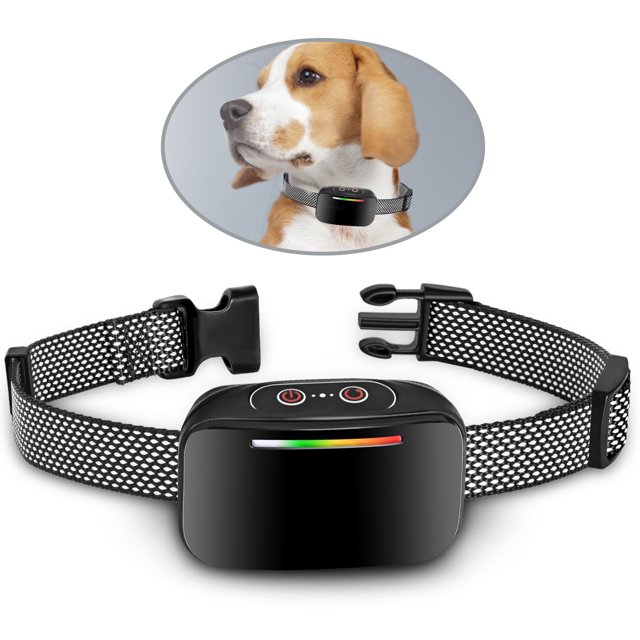 Collar antiladridos para perros, módulo inteligente de detección de ladridos, resistente al agua IP67 y recargable con 4 niveles de sensibilidad: descarga eléctrica, vibración y sonido.