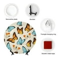 thumbnail image 4 of Picia Butterflies Pattern Bone China Decorative Plate – Wall Decor with Stand and Adhesive, Elegant Ornament for Living Room, Office, or Entryway-7in, 4 of 6
