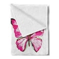 thumbnail image 2 of Watercolor Soft Flannel Fleece Throw Blanket, Butterflies Spring Season Nature Wildlife Insects Vintage, Cozy Plush for Indoor and Outdoor Use, 50" x 70", Pink Baby Blue and Black, by Ambesonne, 2 of 5