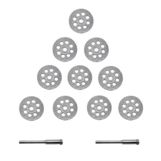 10 discos de diamante para corte de diamante de 22 mm + 2 fresas de aleta de mandril de acero al carbono, ideales para cortar piedras preciosas, vidrio, cerámica, porcelana y azulejos