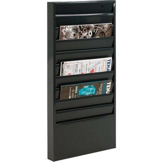 Durham Steel 10 Contour Large Pocket Vertical Literature Rack, Black