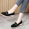 thumbnail image 6 of KEGIRLOM Women's Fashionable Casual Spring And Summer Comfortable Style Solid Color Metal Buckle Round Toe Closed Toe One-Foot Shallow Mouth Flat Shoes Black Size 6, 6 of 9