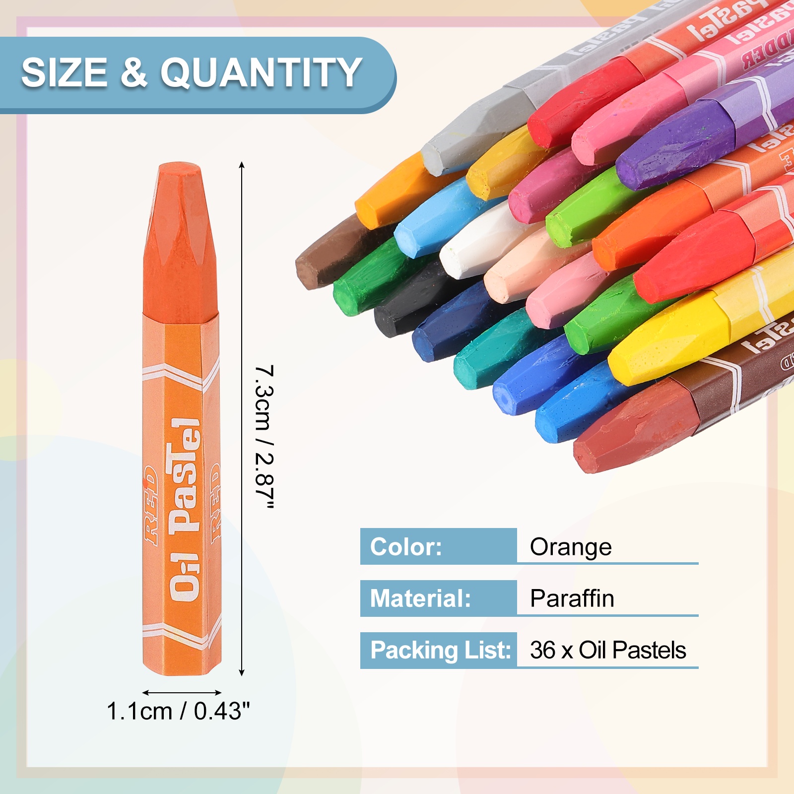 Uxcell Orange Oil Pastels, 36Pcs Soft Oil Crayons Vibrant and Creamy Pastels Stick Art Supplies for Art Painting Drawing Blending Graffiti for Artists Beginners