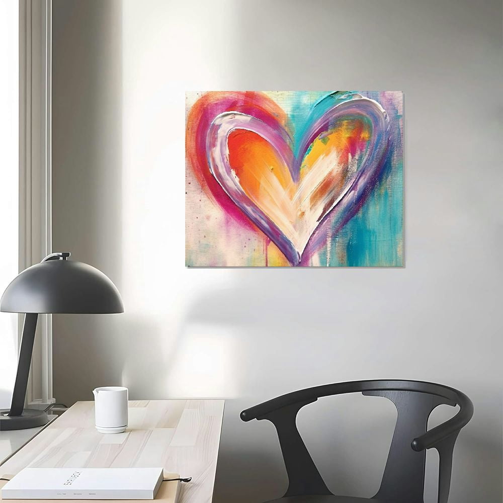 3' Heart Colors Art orders Canvas Painting