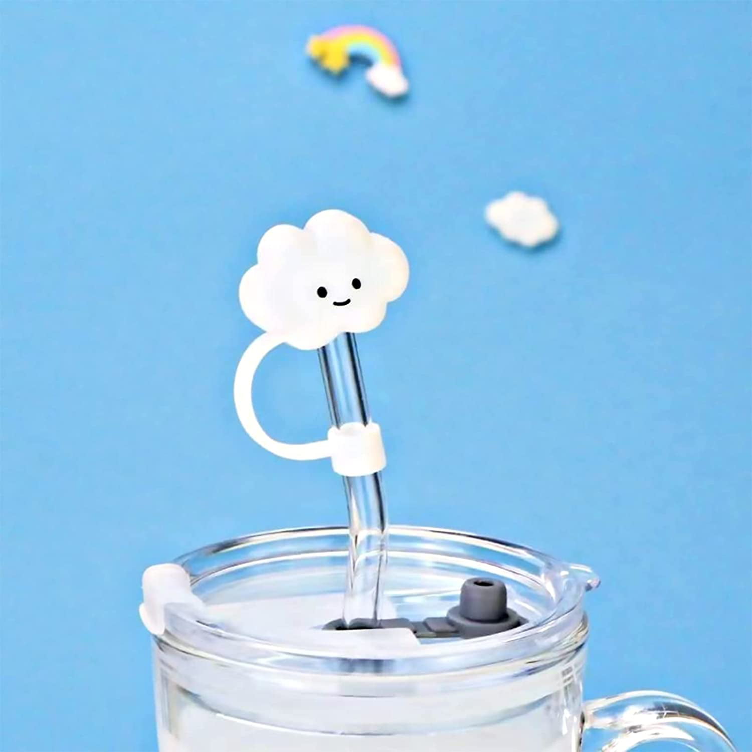  4Pcs Silicone Straw Covers Cap, Straw Tips Cover Straw Covers  Cap for Reusable Straws Cloud Shape Straw Protector. The Clouds, Rainbow,  Strawberry, Duck. : Health & Household