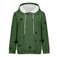 thumbnail image 4 of Women's Star Print Drawstring Hooded Sweatshirt with Pocket, Oversized Long Sleeve Pullover, Plus Size Soft Comfy Fall Top for Streetwear, Casual Daily Wear and Concert Events Green M, 4 of 9