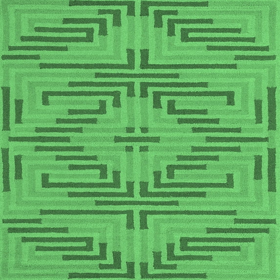 Ahgly Company Indoor Square Abstract Emerald Green Contemporary Area Rugs, 8' Square