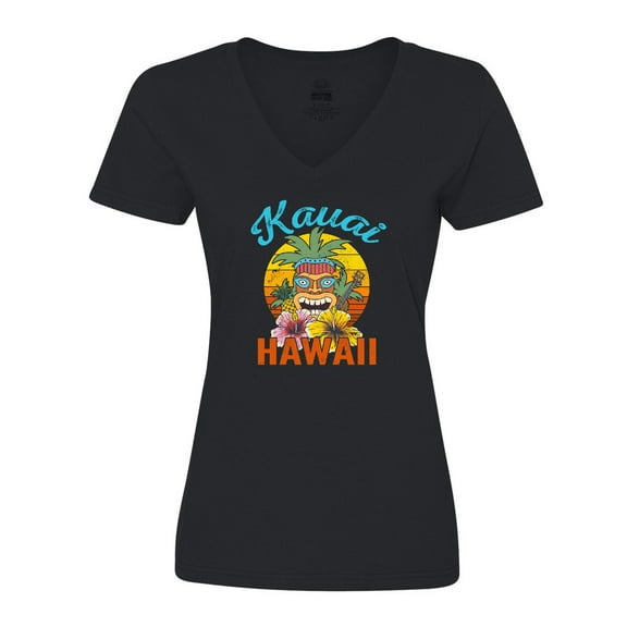 Inktastic Kauai Hawaii Vacation Tiki Women's V-Neck T-Shirt