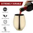 thumbnail image 2 of NANAHuang Gold Wine Glasses Set of 4, 18oz Unbreakable Gold Goblet, Stemless Stainless Steel Wine Glass, Metal Wine Glass for Outdoor, Travel, Camping, Pool, Ideal Gift for Wine Lovers, 2 of 7