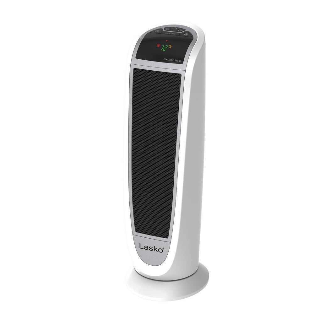 Lasko 1500W Digital Ceramic Tower Space Heater with Remote, 5165, White