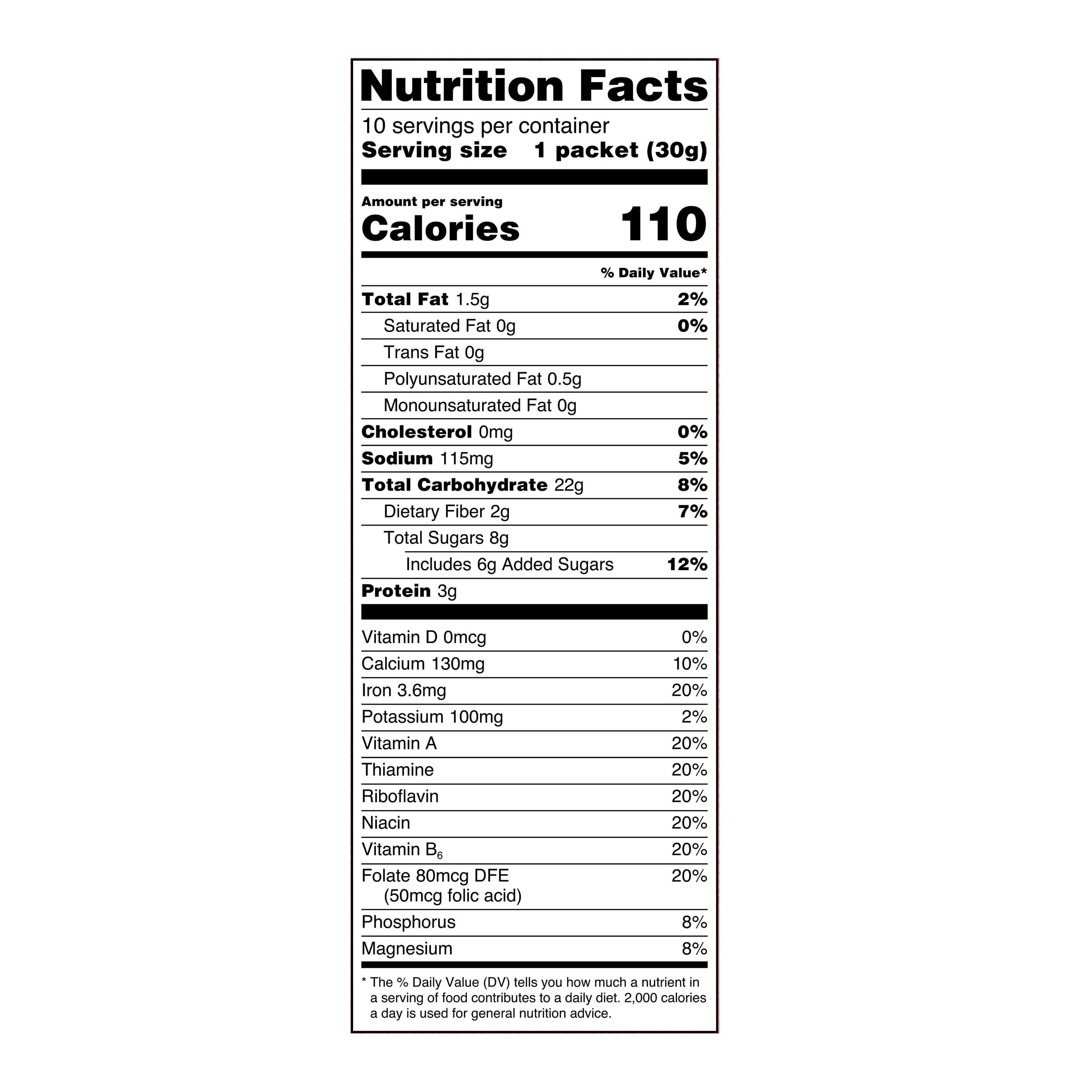 Great Value Strawberries & Cream Instant Oatmeal, 1.23 oz, 10 Packets