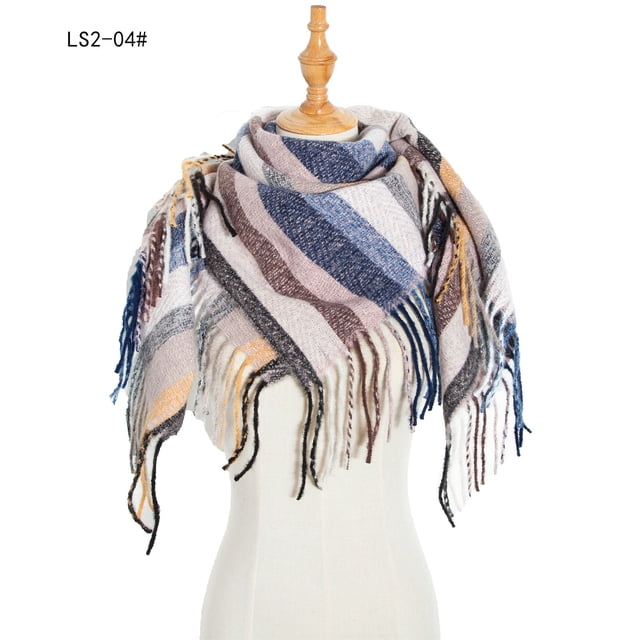 Dvkptbk Foulards pour Femmes Mode Hiver Femmes Foulard Colorée Décontractée Foulard à Franges Châle Vêtements en Liquidation