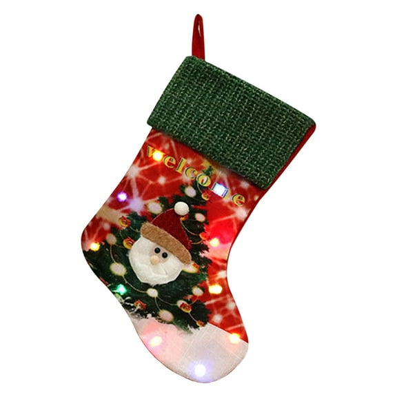Vikakiooze 2022 LED Illuminated Christmas Stocking Christmas Decorations Christmas Children Gift Bag Gift Bag
