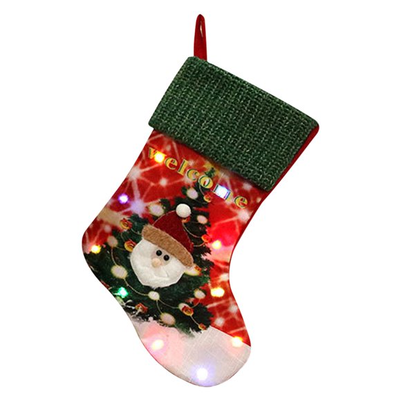 Wolfast LED Illuminated Christmas Stocking Christmas Decorations Christmas Children Gift Bag Gift Bag