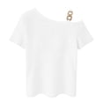 thumbnail image 5 of Ichuanyi Women’s Summer Tops Casual V Neck T Shirts Short Sleeve Loose Fit Button Front Blouse Tunic Tops for Women, 5 of 6