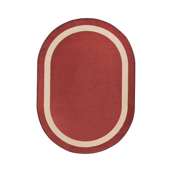 Joy Carpets 1479DD-01 Portrait Wine 7 ft.8 in. x 10 ft.9 in. Oval  WearOn Nylon Machine Tufted- Cut Pile Educational Rug