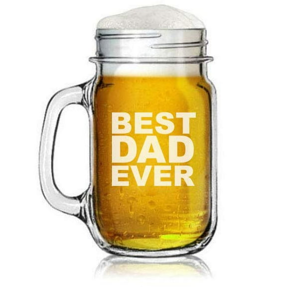 16oz Mason Jar Glass Mug w/Handle Best Dad Ever