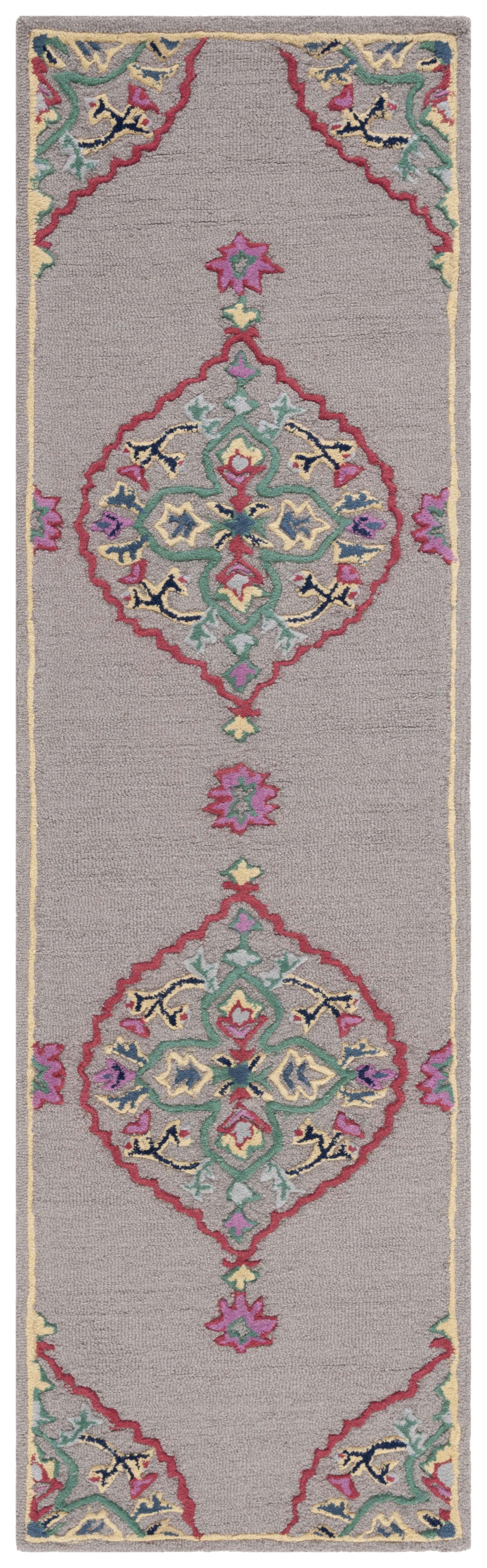 SAFAVIEH Bellagio Rio Floral Wool Runner Rug, Dark Gray/Multi, 2'3" x 11'