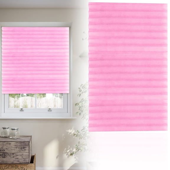 FENGGHAO Pink Adhesive Pleated Blind No Drill Self Adhesive Privacy Curtain Light Blocking For Window Home