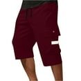 thumbnail image 2 of Men's Cargo Shorts Below Knee Lightweight Drawstring Waist Long Shorts Work Pants Multi Pockets Wine 2XL, 2 of 4