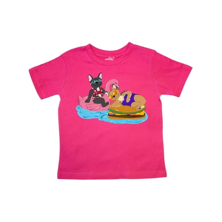 

Inktastic Cute French Bulldogs On Pool Floaties Gift Toddler Boy or Toddler Girl T-Shirt