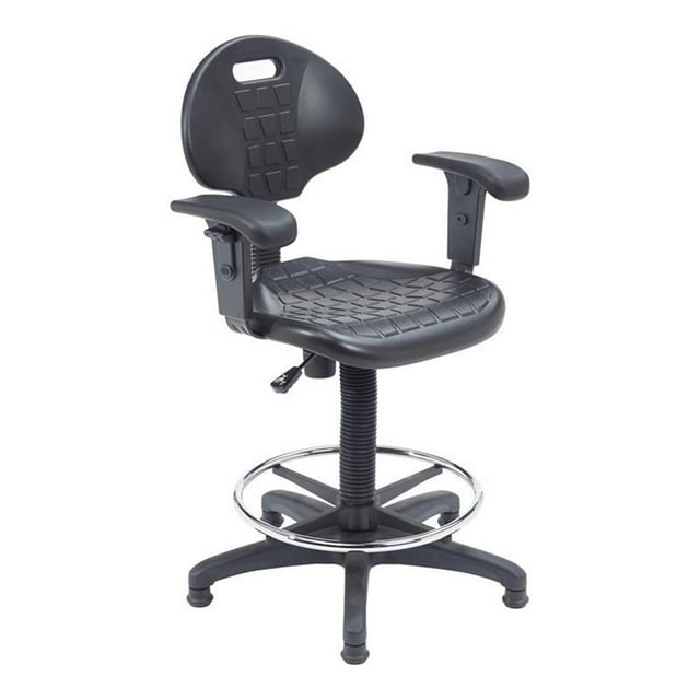 NPS 6700 Series 22-32" Modern Polyurethane Task Chair with Arms in Black