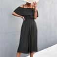thumbnail image 2 of Defitshape Women's Summer Jumpsuit Billowy Jump Suit Baggy Casual Bunched Calf Length Comfy Jumpers And Rompers Off Shoulder Black Small, 2 of 4