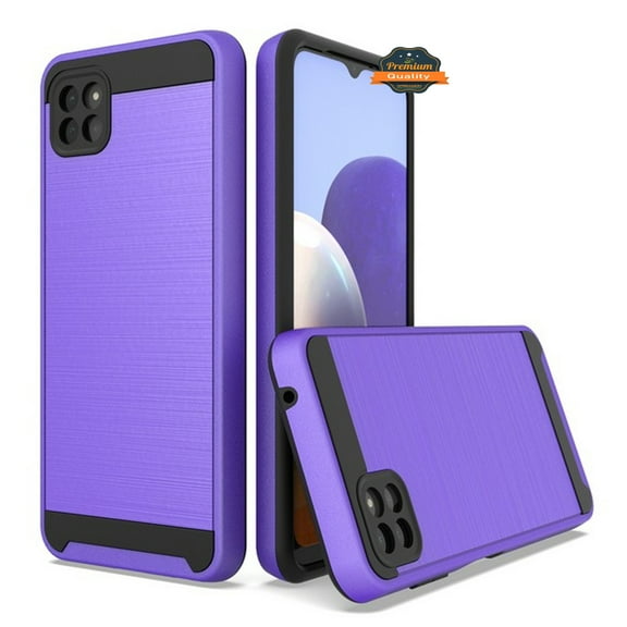 For Boost Mobile Celero 5G Slim Rugged TPU   Hard Brushed Metal Texture Hybrid Dual Layer Defender Armor Shock Absorbing Phone Case Cover by Xpression [Purple]