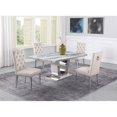 thumbnail image 3 of White Marble 5 piece Dining Set with Silver Stainless Steel Base, 3 of 5