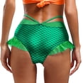 thumbnail image 4 of Pantalones cortos con estampado de escamas de pescado y volantes de tul para mujer, traje de baño Sexy metálico brillante de sirena, ropa interior, ropa para discoteca, Cosplay, 4 of 5
