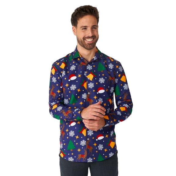 Suitmeister Men's Shirts Christmas Icons Blue - XXL Blue