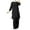 Black, variant on Pajama Sets for Women 2 Piece Capri Pants Sets Women 2 Piece Outfits Dressy Casual Women Spring Solid Color Muslim Solid Color Long Sleeve Shirt Coat Wide Leg Trousers Casual Suit