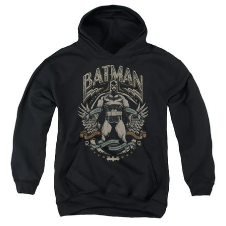 Batman Gotham Hero On Black Kids Pull-Over Hoodie (Small) for Youth Boys and Girls Black