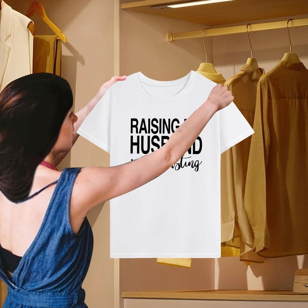 Camiseta básica para mujer, camiseta sencilla de moda con cuello redondo para desplazamientos, vacaciones, viajes en la calle L
