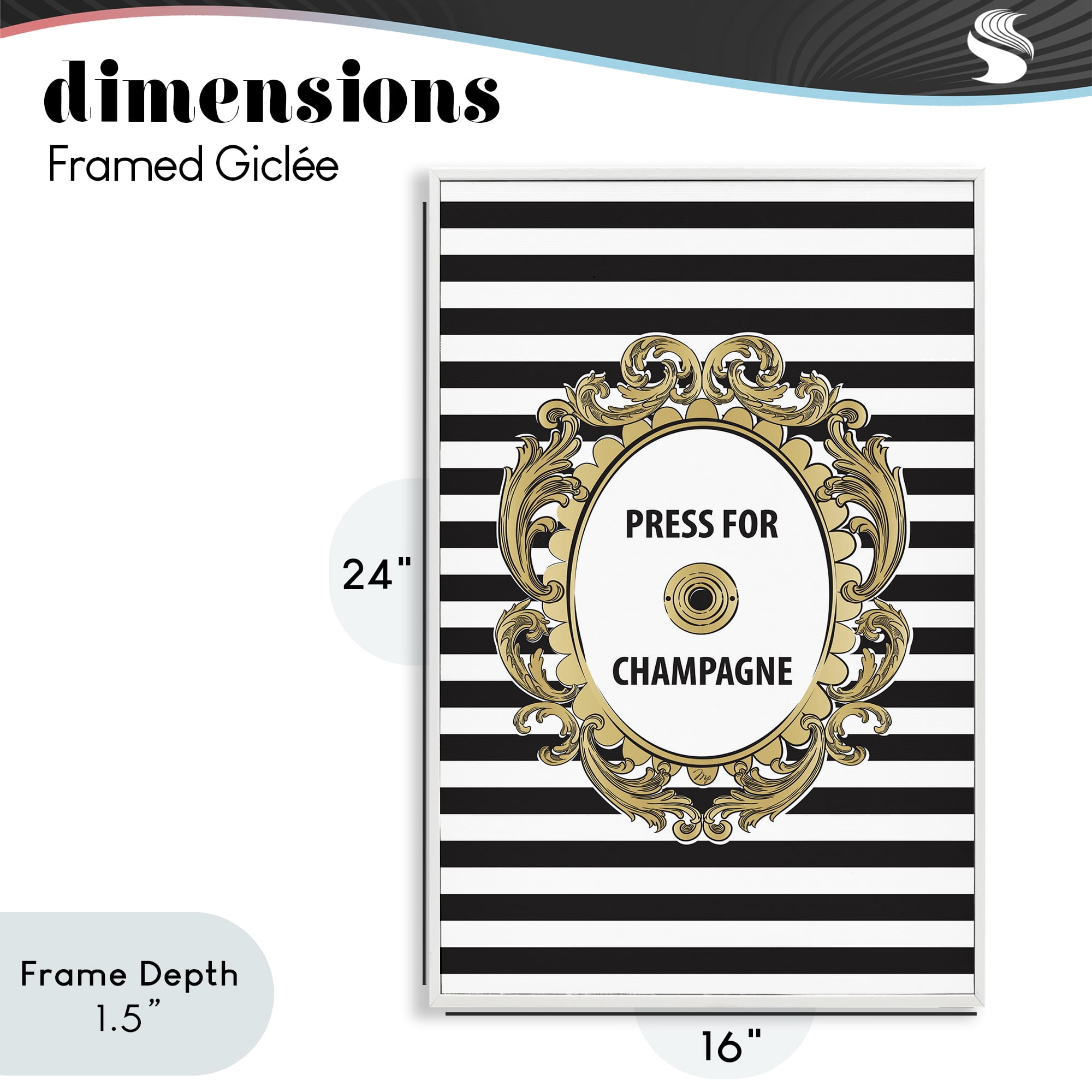 Stupell Industries Press For Champagne Celebration White Framed Giclee Art, design by Martina Pavlova
