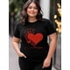 thumbnail image 4 of Camiseta de mujer, camisetas de manga corta, camisetas casuales, camisetas de cuello redondo con corazones y mariposas para el Día de San Valentín para mujer, 4 of 8